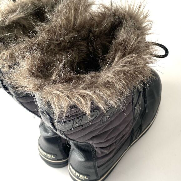 SOREL Black Fur-Lined Lace-Up Waterproof Winter Boots Sz 11 Outdoor Ski Resort - Picture 4 of 16